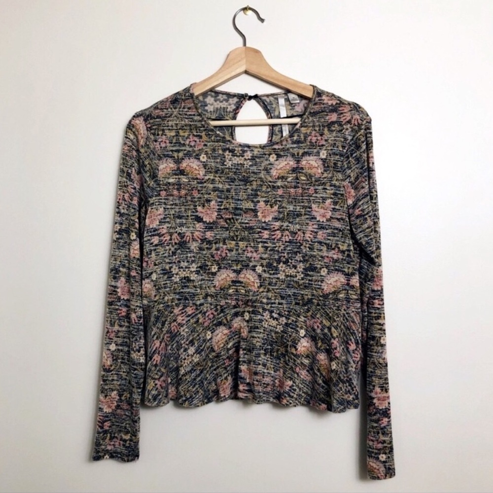 LC Lauren Conrad Floral Knit Peplum Size M